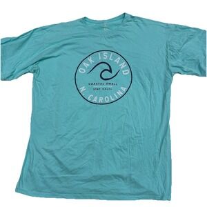 Mens 4XL Teal Oak Island North Carolina‎ short sleeve T Shirt stay salty Tee
